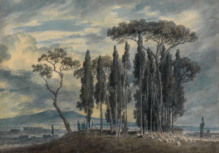 John Robert Cozens (1752-1797), In the Gardens of the Villa Negroni at Rome