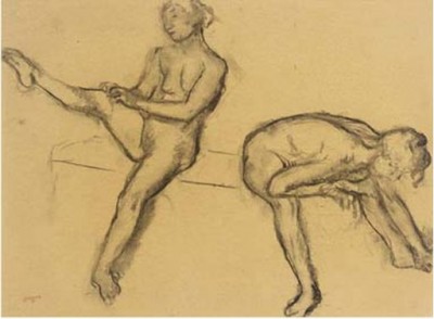Edgar Degas (1834-1917)Étude de Nu - Deux femmes assises - 