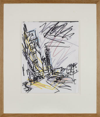Frank Auerbach (b. 1931)Mornington Crescent  black ink and coloured crayon on paper 14 1-2 x 11 1-2 in. 36.9 x 29.2 cm 303856 (email) - 