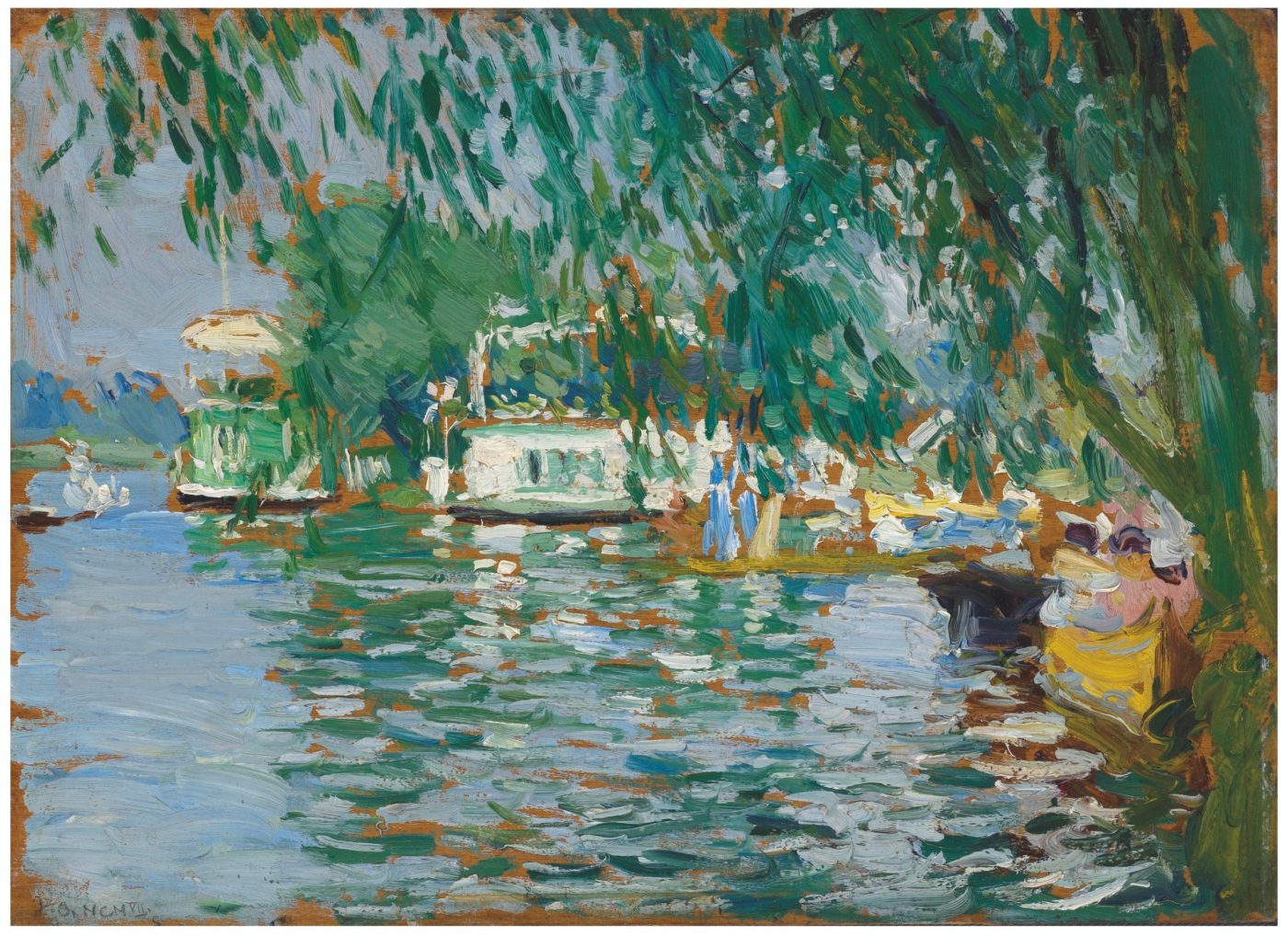 Joseph Oppenheimer (1876-1966), House Boats on the Thames