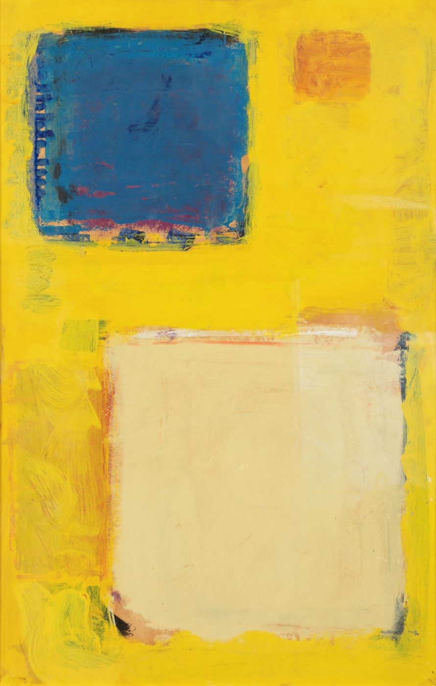 Patrick Heron (1920-1999), Three Squares (Ceruleum, Naples, Ochre) in Yellow: February