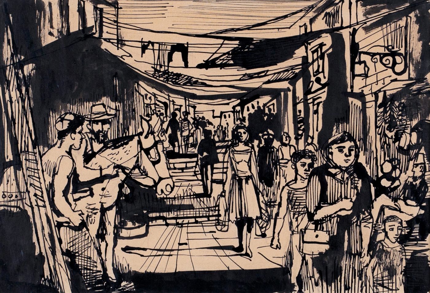 John Minton (1917-1957), Jerusalem: In the Market