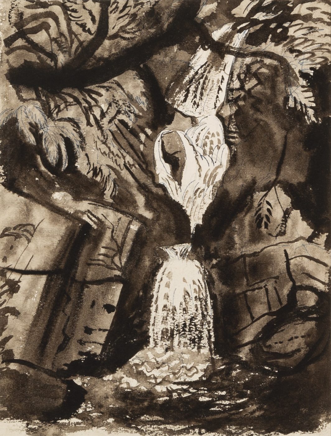 John Piper, CH (1903-1992), Waterfall near Festiniog